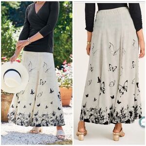 Soft Surroundings Maxi Skirt M Spring Fever Butterfly Print Fairy Artsy Boho